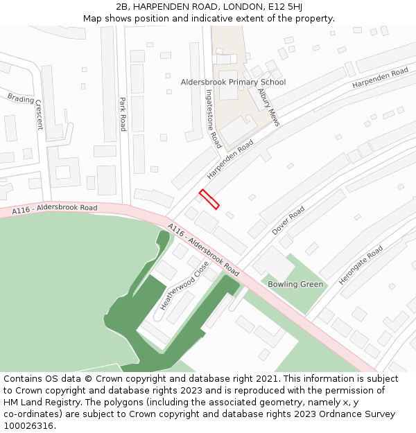 2B, HARPENDEN ROAD, LONDON, E12 5HJ: Location map and indicative extent of plot