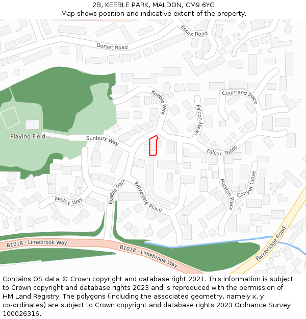2B, KEEBLE PARK, MALDON, CM9 6YG: Location map and indicative extent of plot