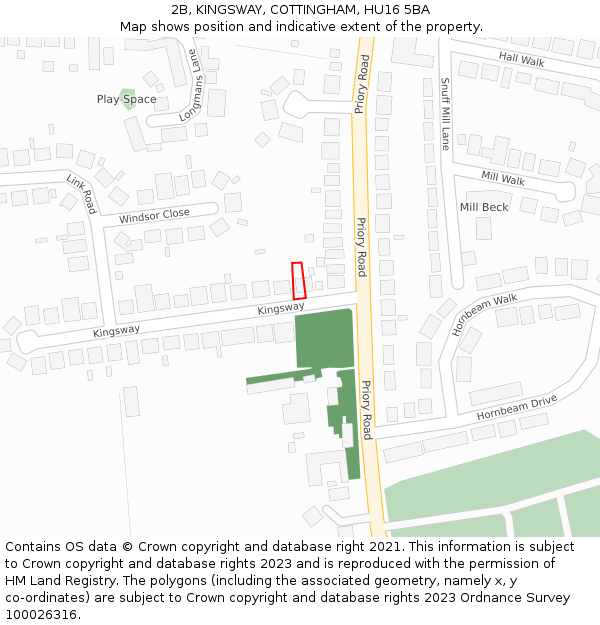2B, KINGSWAY, COTTINGHAM, HU16 5BA: Location map and indicative extent of plot