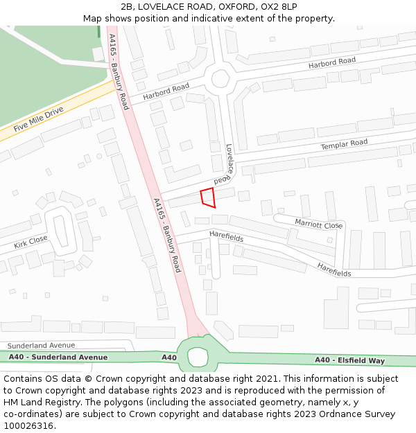 2B, LOVELACE ROAD, OXFORD, OX2 8LP: Location map and indicative extent of plot