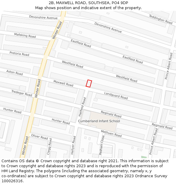 2B, MAXWELL ROAD, SOUTHSEA, PO4 9DP: Location map and indicative extent of plot