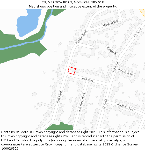 2B, MEADOW ROAD, NORWICH, NR5 0NF: Location map and indicative extent of plot