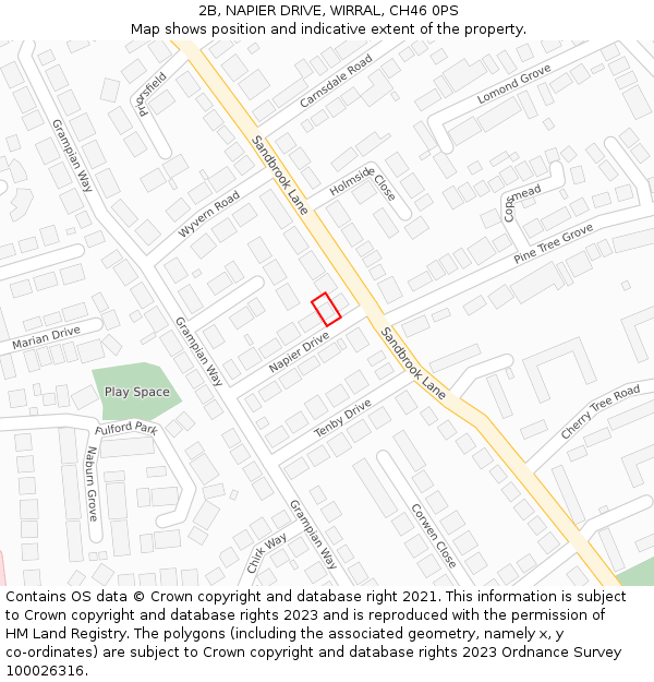 2B, NAPIER DRIVE, WIRRAL, CH46 0PS: Location map and indicative extent of plot