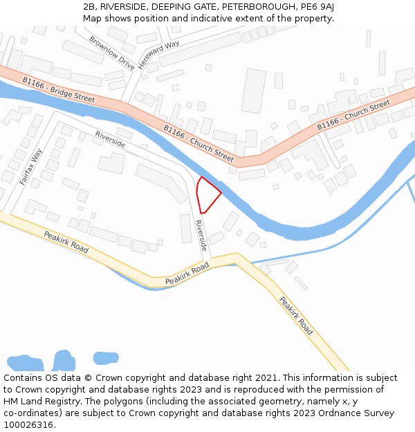 2B, RIVERSIDE, DEEPING GATE, PETERBOROUGH, PE6 9AJ: Location map and indicative extent of plot
