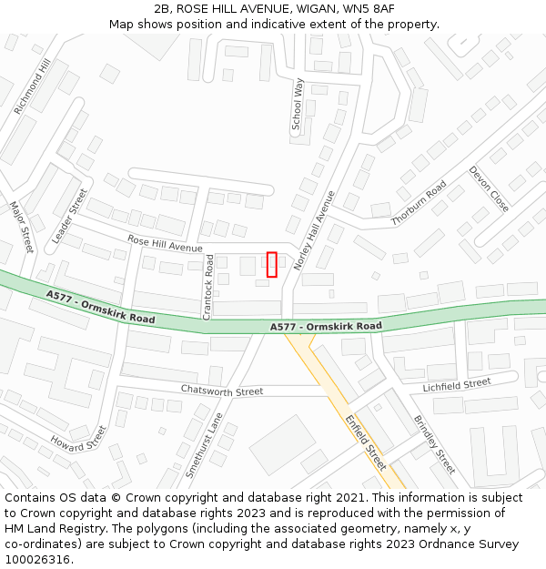 2B, ROSE HILL AVENUE, WIGAN, WN5 8AF: Location map and indicative extent of plot