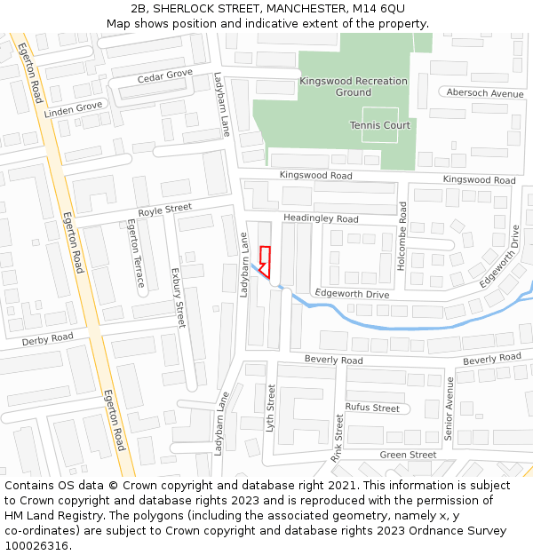 2B, SHERLOCK STREET, MANCHESTER, M14 6QU: Location map and indicative extent of plot