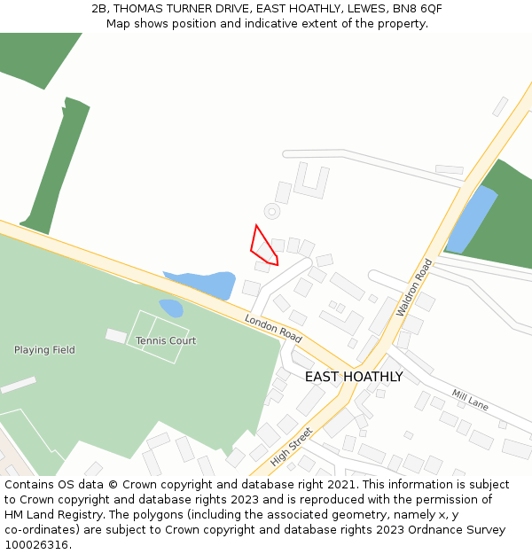 2B, THOMAS TURNER DRIVE, EAST HOATHLY, LEWES, BN8 6QF: Location map and indicative extent of plot