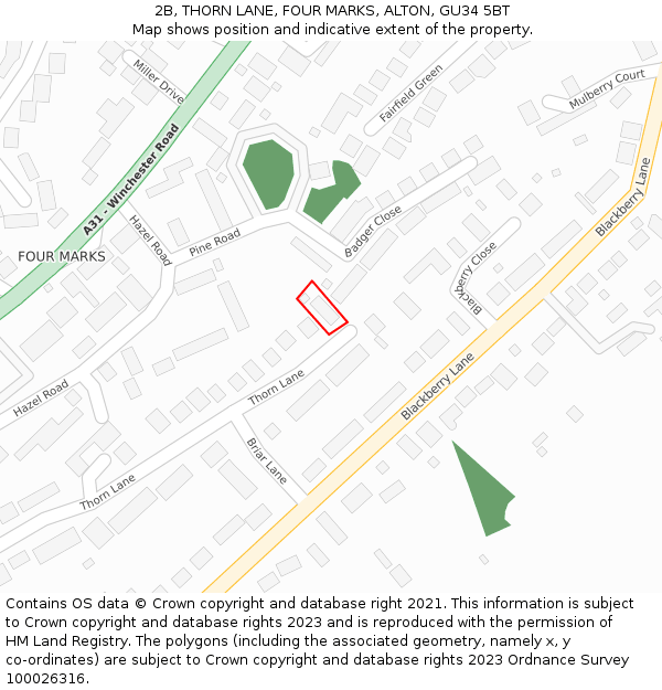 2B, THORN LANE, FOUR MARKS, ALTON, GU34 5BT: Location map and indicative extent of plot