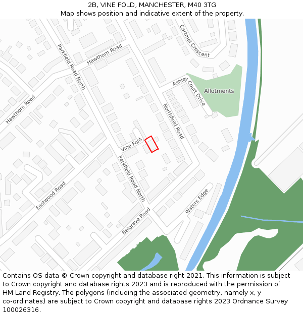 2B, VINE FOLD, MANCHESTER, M40 3TG: Location map and indicative extent of plot
