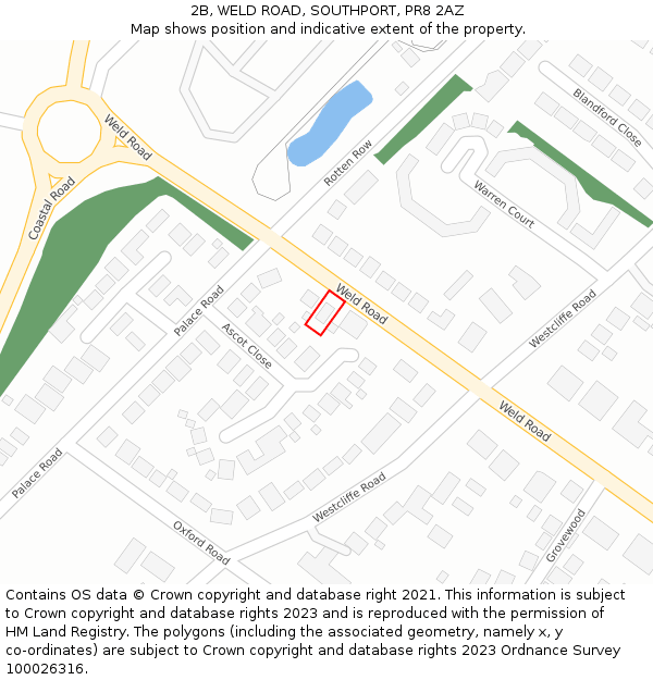 2B, WELD ROAD, SOUTHPORT, PR8 2AZ: Location map and indicative extent of plot