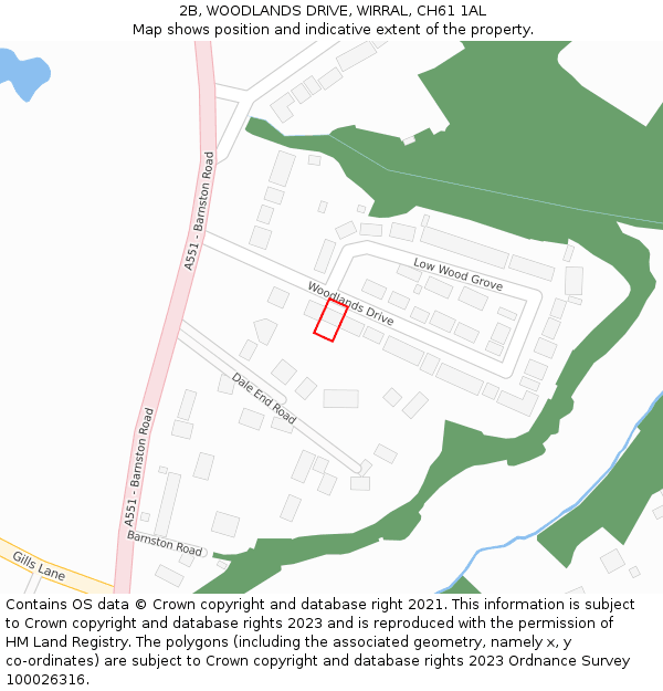 2B, WOODLANDS DRIVE, WIRRAL, CH61 1AL: Location map and indicative extent of plot