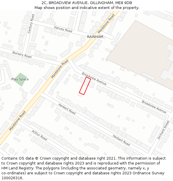 2C, BROADVIEW AVENUE, GILLINGHAM, ME8 9DB: Location map and indicative extent of plot