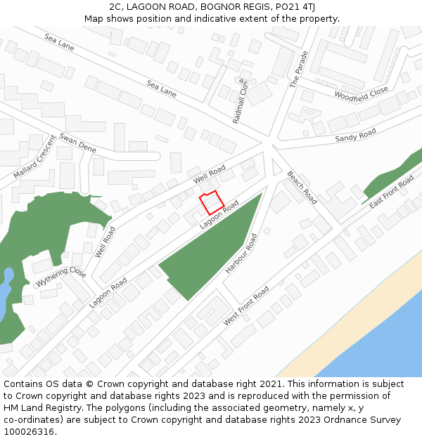 2C, LAGOON ROAD, BOGNOR REGIS, PO21 4TJ: Location map and indicative extent of plot