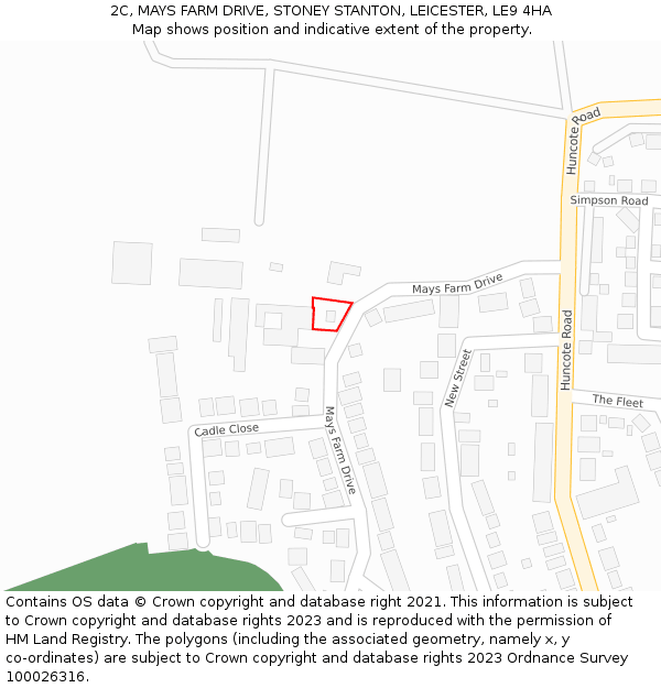 2C, MAYS FARM DRIVE, STONEY STANTON, LEICESTER, LE9 4HA: Location map and indicative extent of plot