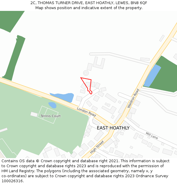 2C, THOMAS TURNER DRIVE, EAST HOATHLY, LEWES, BN8 6QF: Location map and indicative extent of plot