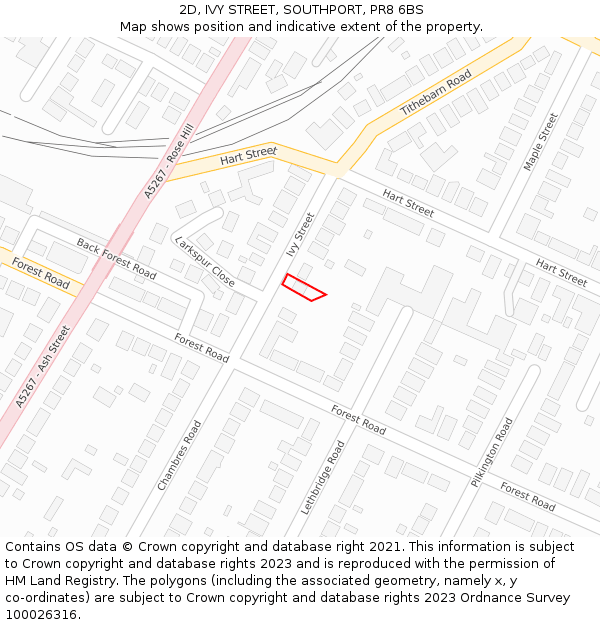 2D, IVY STREET, SOUTHPORT, PR8 6BS: Location map and indicative extent of plot