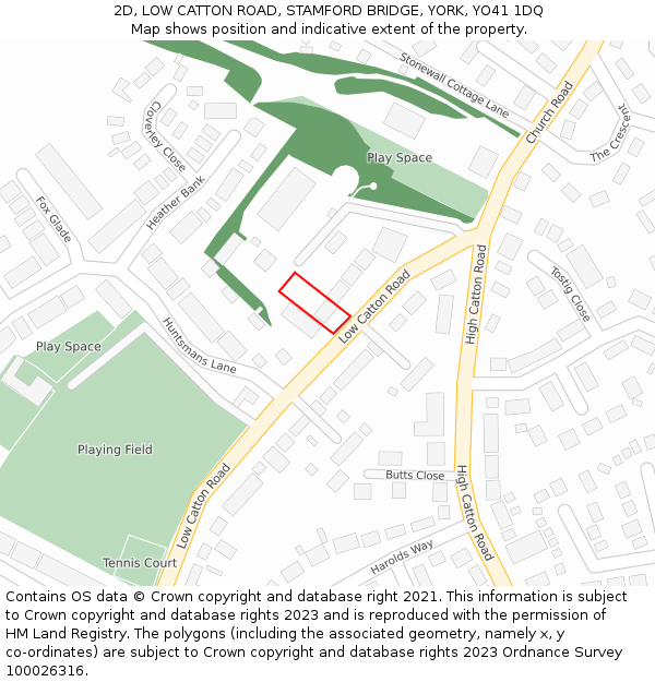 2D, LOW CATTON ROAD, STAMFORD BRIDGE, YORK, YO41 1DQ: Location map and indicative extent of plot