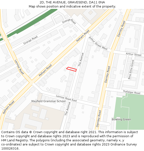 2D, THE AVENUE, GRAVESEND, DA11 0NA: Location map and indicative extent of plot