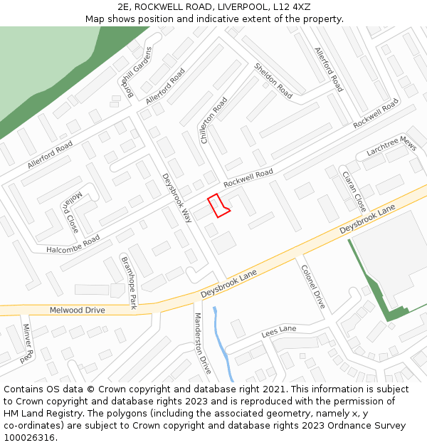 2E, ROCKWELL ROAD, LIVERPOOL, L12 4XZ: Location map and indicative extent of plot