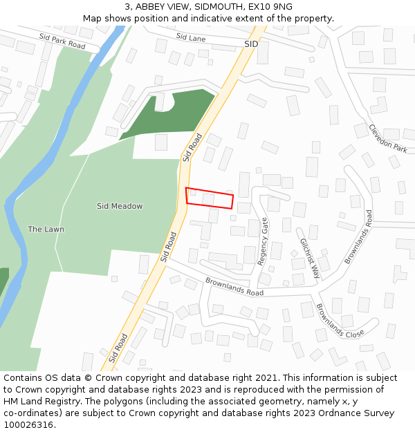 3, ABBEY VIEW, SIDMOUTH, EX10 9NG: Location map and indicative extent of plot