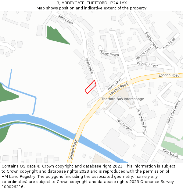 3, ABBEYGATE, THETFORD, IP24 1AX: Location map and indicative extent of plot