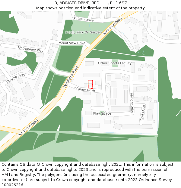 3, ABINGER DRIVE, REDHILL, RH1 6SZ: Location map and indicative extent of plot