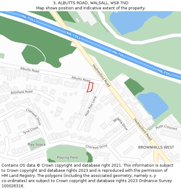 3, ALBUTTS ROAD, WALSALL, WS8 7ND: Location map and indicative extent of plot