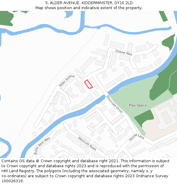 3, ALDER AVENUE, KIDDERMINSTER, DY10 2LD: Location map and indicative extent of plot
