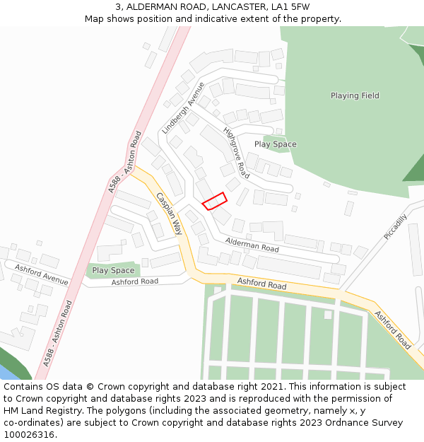 3, ALDERMAN ROAD, LANCASTER, LA1 5FW: Location map and indicative extent of plot