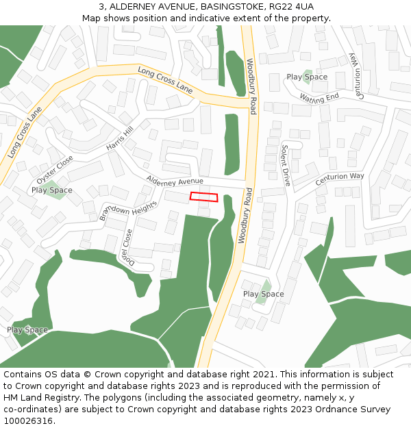 3, ALDERNEY AVENUE, BASINGSTOKE, RG22 4UA: Location map and indicative extent of plot