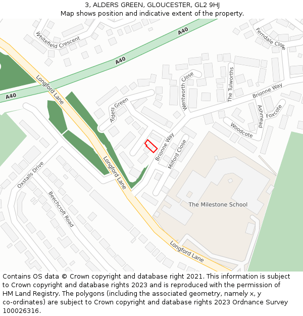 3, ALDERS GREEN, GLOUCESTER, GL2 9HJ: Location map and indicative extent of plot