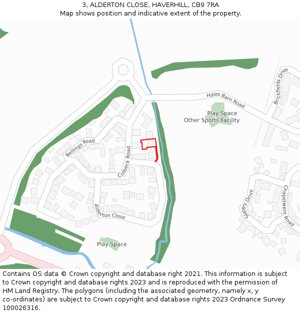 3, ALDERTON CLOSE, HAVERHILL, CB9 7RA: Location map and indicative extent of plot