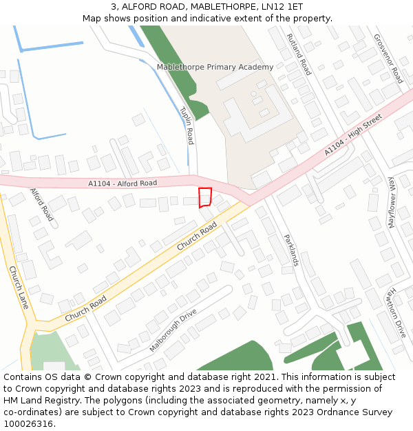 3, ALFORD ROAD, MABLETHORPE, LN12 1ET: Location map and indicative extent of plot