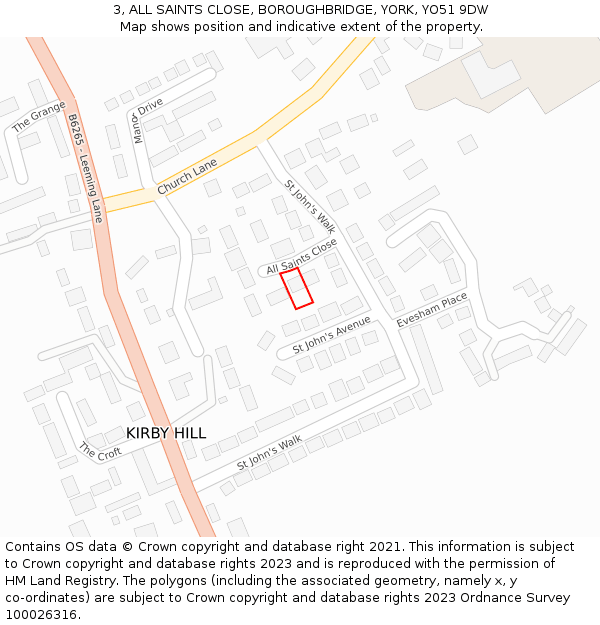 3, ALL SAINTS CLOSE, BOROUGHBRIDGE, YORK, YO51 9DW: Location map and indicative extent of plot