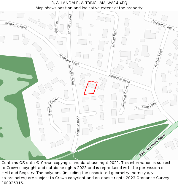 3, ALLANDALE, ALTRINCHAM, WA14 4PQ: Location map and indicative extent of plot