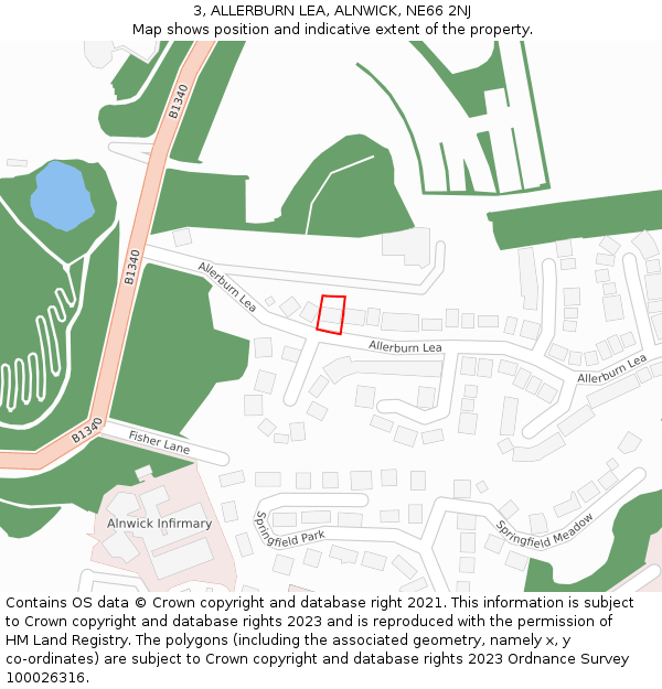 3, ALLERBURN LEA, ALNWICK, NE66 2NJ: Location map and indicative extent of plot