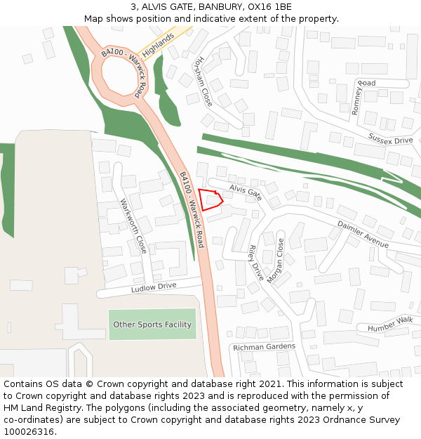 3, ALVIS GATE, BANBURY, OX16 1BE: Location map and indicative extent of plot