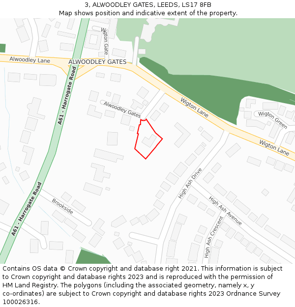 3, ALWOODLEY GATES, LEEDS, LS17 8FB: Location map and indicative extent of plot