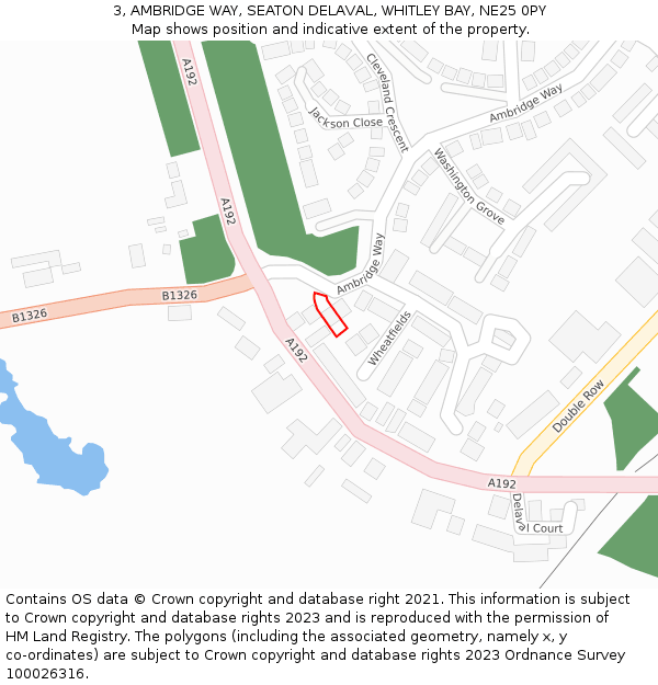 3, AMBRIDGE WAY, SEATON DELAVAL, WHITLEY BAY, NE25 0PY: Location map and indicative extent of plot