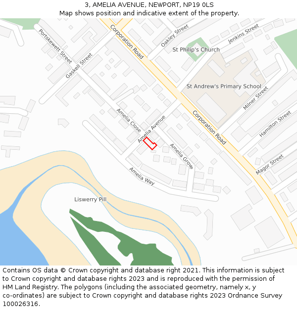 3, AMELIA AVENUE, NEWPORT, NP19 0LS: Location map and indicative extent of plot