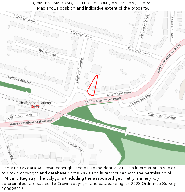 3, AMERSHAM ROAD, LITTLE CHALFONT, AMERSHAM, HP6 6SE: Location map and indicative extent of plot