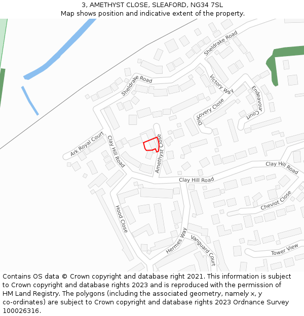3, AMETHYST CLOSE, SLEAFORD, NG34 7SL: Location map and indicative extent of plot