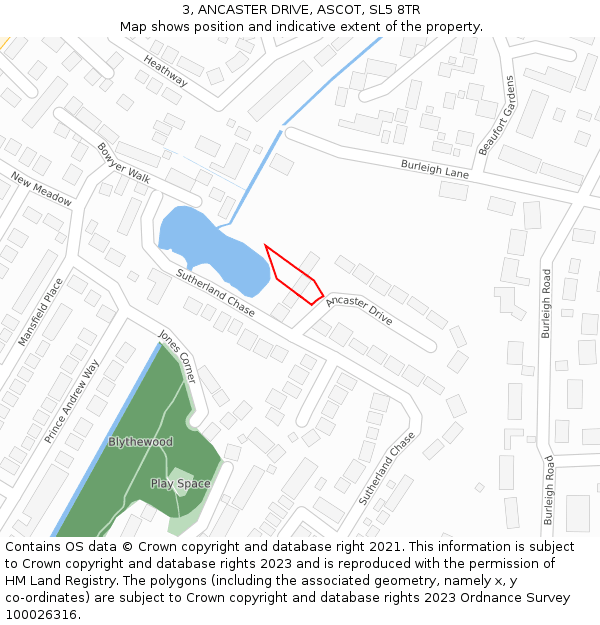 3, ANCASTER DRIVE, ASCOT, SL5 8TR: Location map and indicative extent of plot