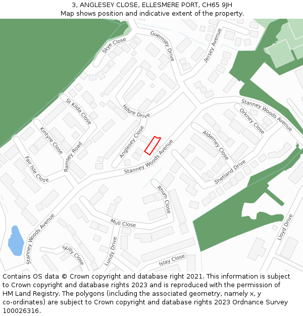 3, ANGLESEY CLOSE, ELLESMERE PORT, CH65 9JH: Location map and indicative extent of plot