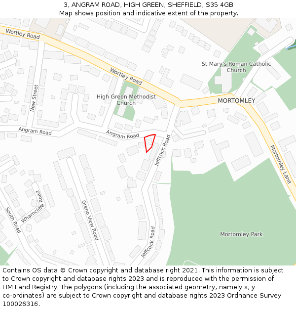 3, ANGRAM ROAD, HIGH GREEN, SHEFFIELD, S35 4GB: Location map and indicative extent of plot