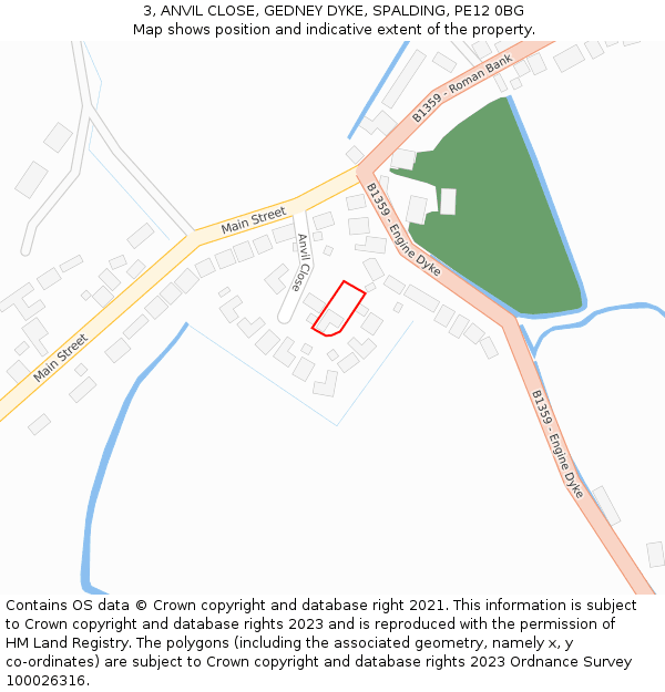 3, ANVIL CLOSE, GEDNEY DYKE, SPALDING, PE12 0BG: Location map and indicative extent of plot