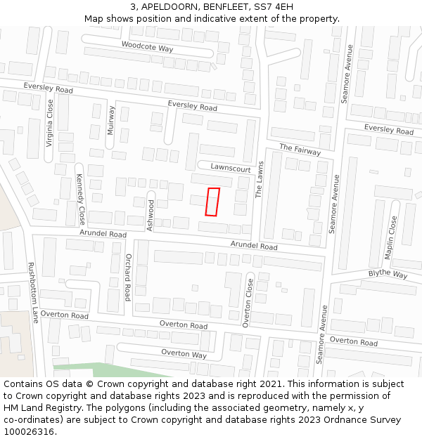 3, APELDOORN, BENFLEET, SS7 4EH: Location map and indicative extent of plot