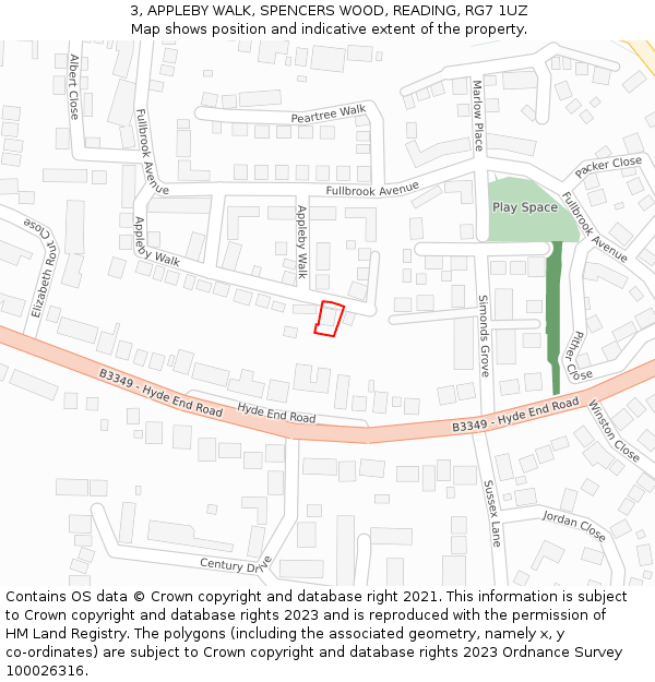 3, APPLEBY WALK, SPENCERS WOOD, READING, RG7 1UZ: Location map and indicative extent of plot