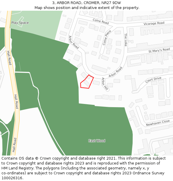 3, ARBOR ROAD, CROMER, NR27 9DW: Location map and indicative extent of plot