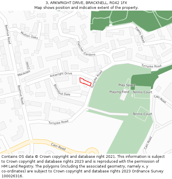 3, ARKWRIGHT DRIVE, BRACKNELL, RG42 1FX: Location map and indicative extent of plot